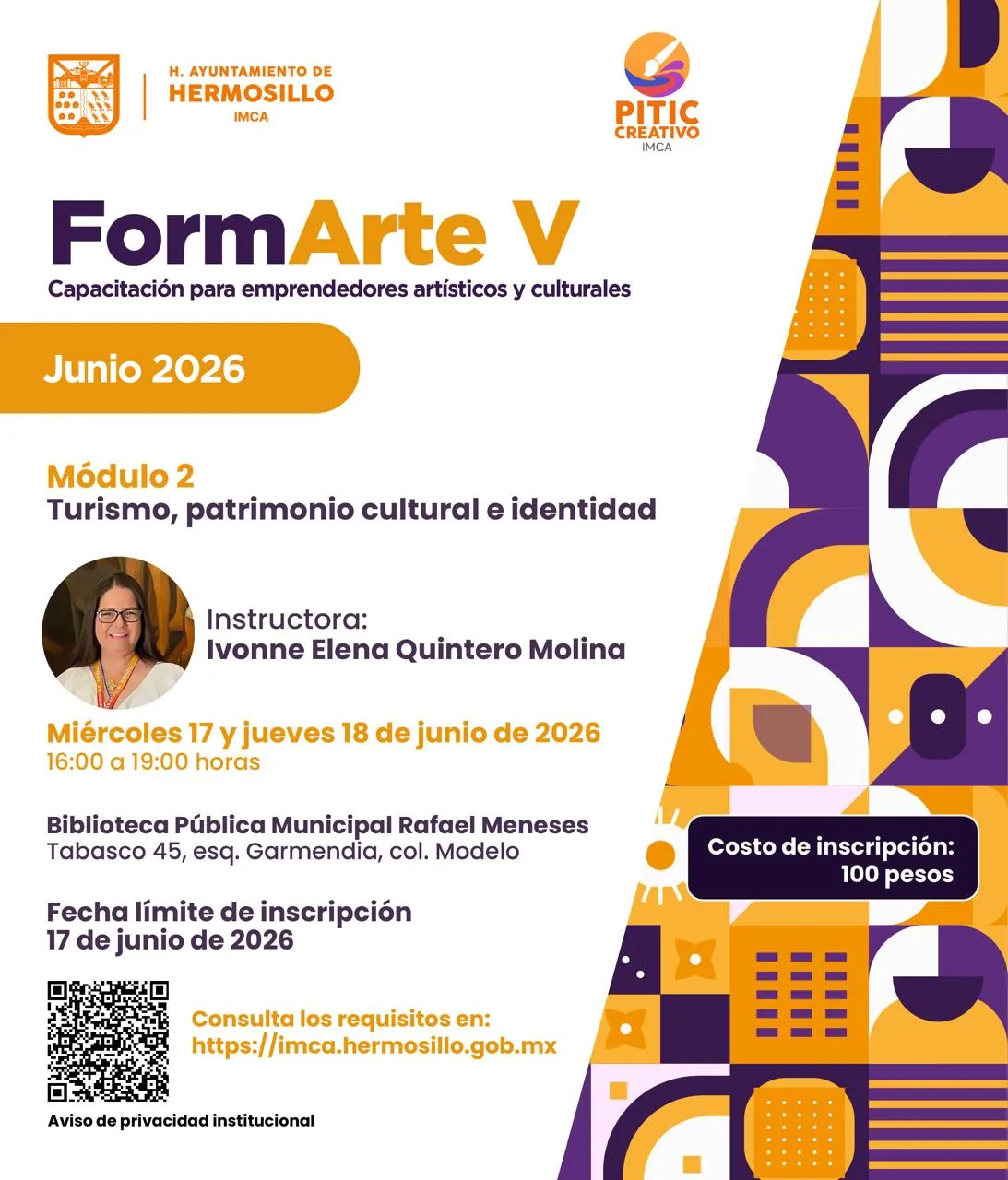 Abren inscripciones para FormArte V en Hermosillo, curso sobre turismo y patrimonio cultural