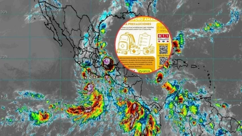 Acapulco activa alerta amarilla por depresión tropical Dos-E con potencial de lluvias intensas
