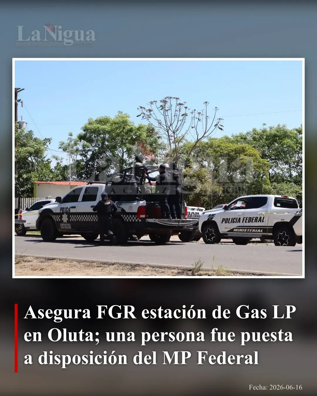 Fiscalía federal asegura estación clandestina de gas LP en Oluta y detiene a un hombre