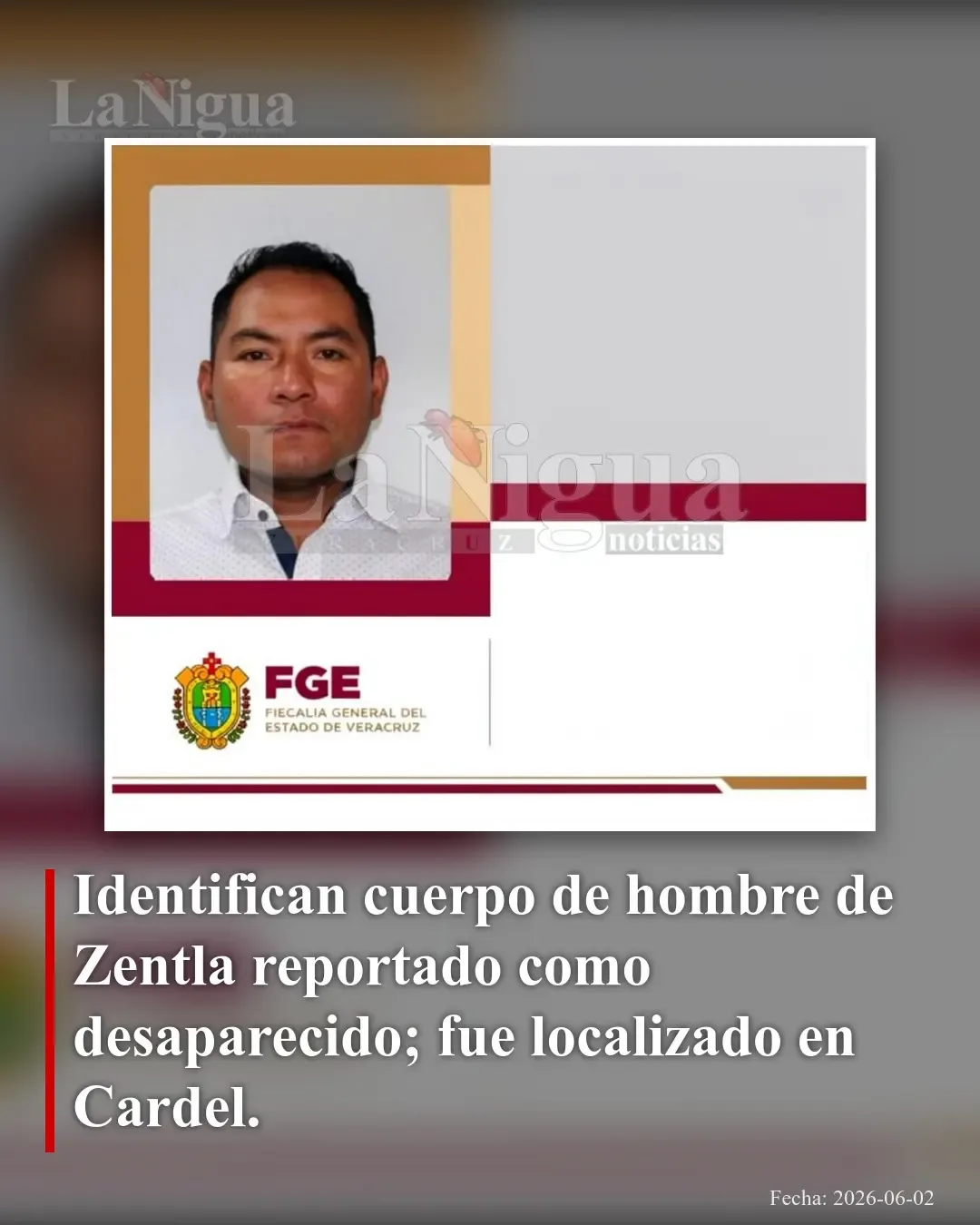 Identifican en plataforma digital el cuerpo de hombre desaparecido en Veracruz