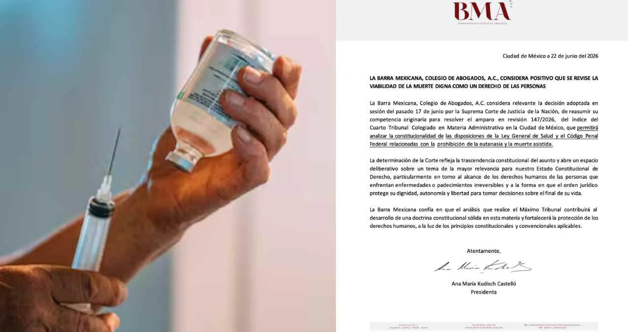 La Barra Mexicana respalda que la Suprema Corte analice la prohibición de la eutanasia