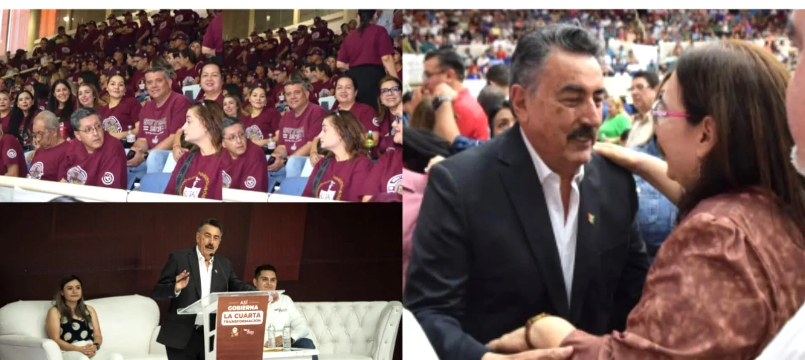 Miles respaldan a Javier Lamarque en Arena ITSON en muestra de apoyo sindical y político