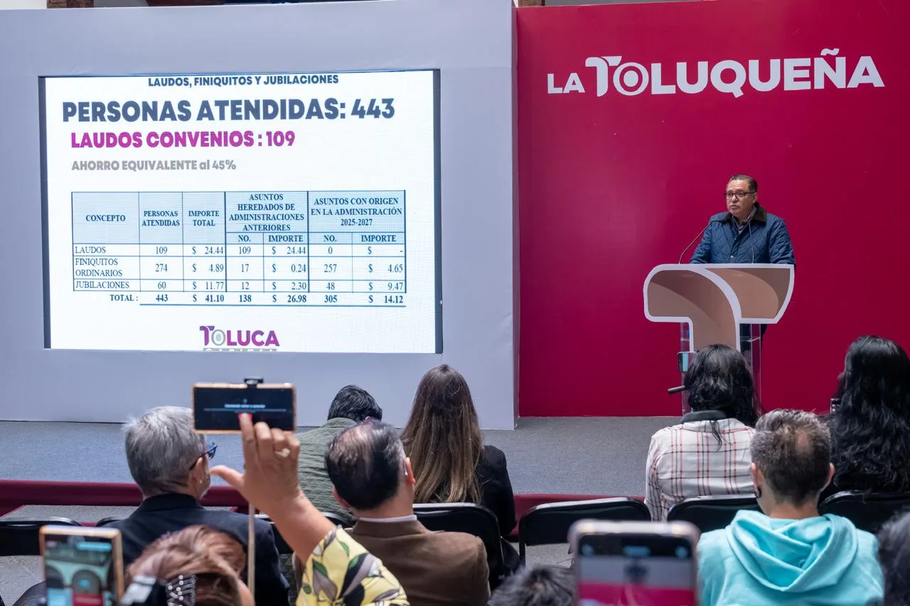 Ricardo Moreno reporta pago histórico de laudos, finiquitos y jubilaciones en Toluca