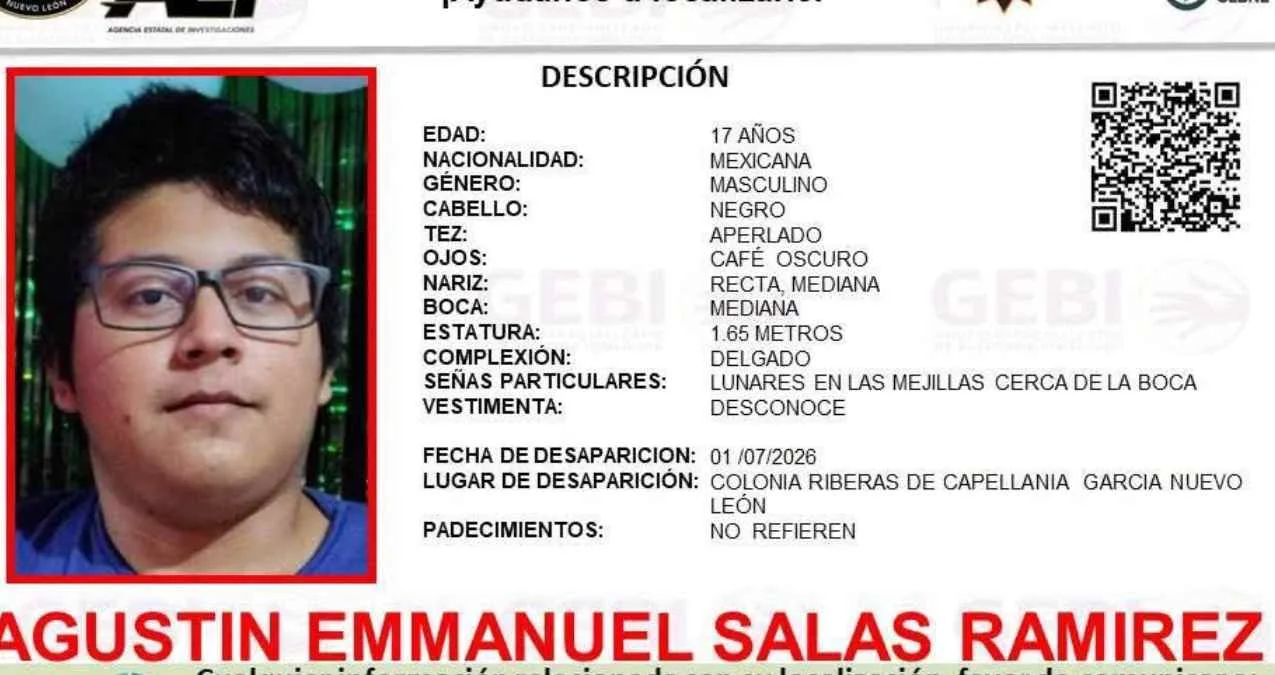 Buscan a joven desaparecido en el municipio de García, Nuevo León