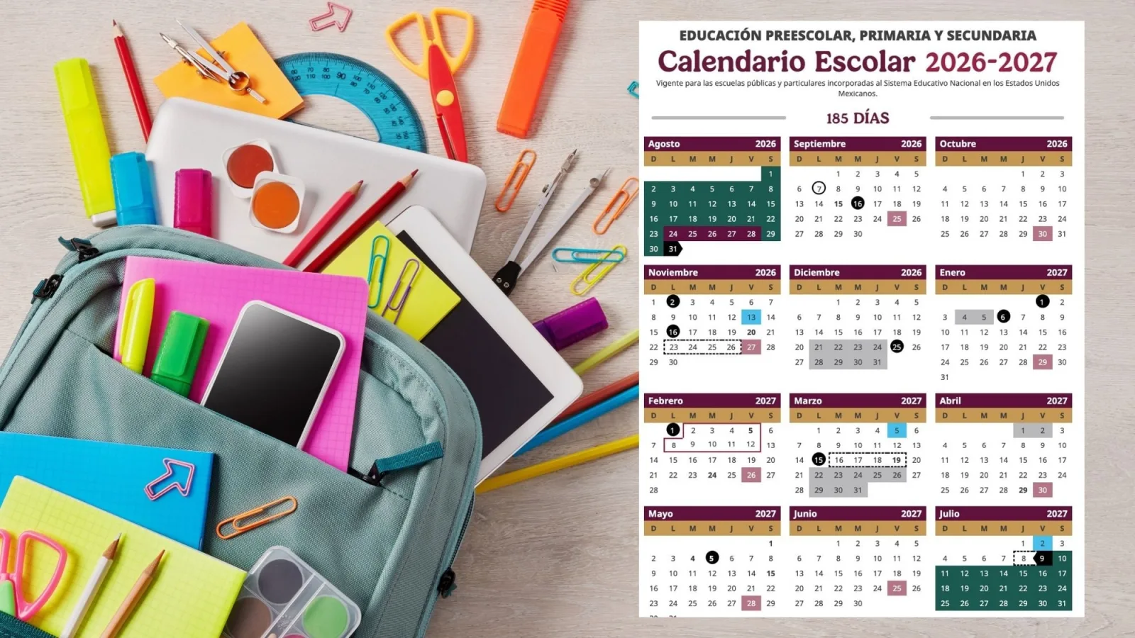 Calendario escolar SEP Edomex 2026-2027: fechas clave de inicio y vacaciones de invierno