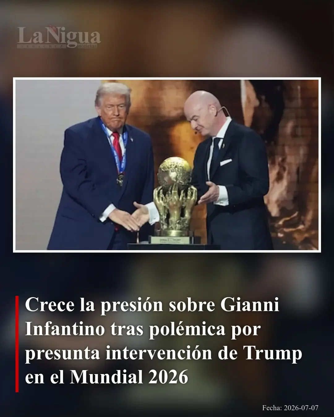 Crece la polémica sobre Gianni Infantino por posible influencia de Trump en el Mundial 2026