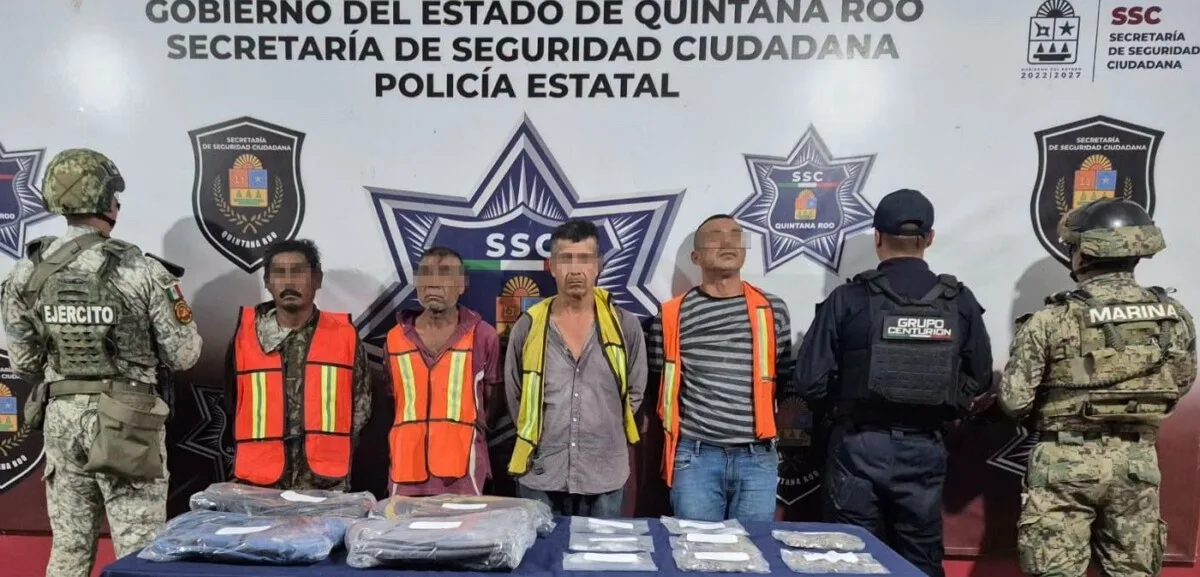 Detienen a cuatro hombres por narcomenudeo en zona hotelera de Isla Mujeres