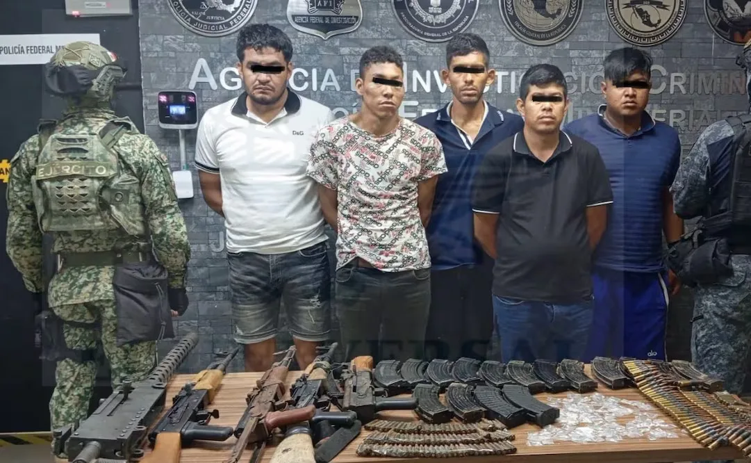 Detienen a seis presuntos delincuentes y confiscan arsenal en operativo en Chiapas