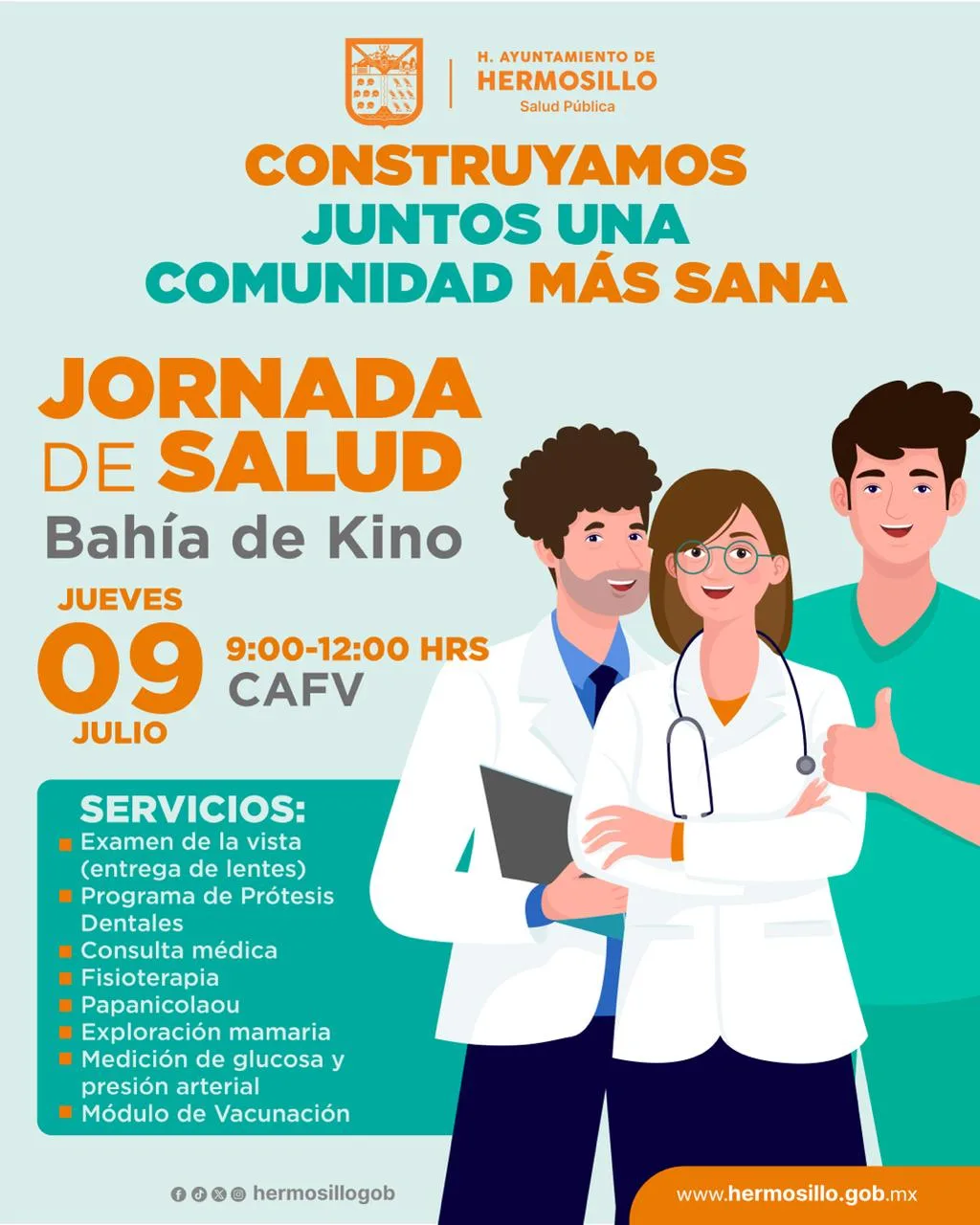 Jornada gratuita de salud ofrecerá lentes, consultas y vacunas en Bahía de Kino
