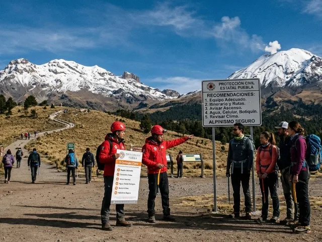 Protección Civil refuerza medidas para alpinismo seguro en Puebla